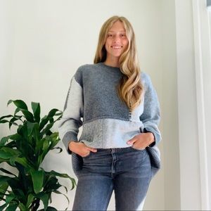 ZARA oversized patches grey sweater